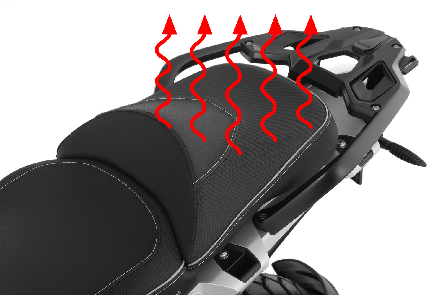 This heated ACTIVCOMFORT passenger seat is intended for motorcycles that were delivered without factory-installed seat heating