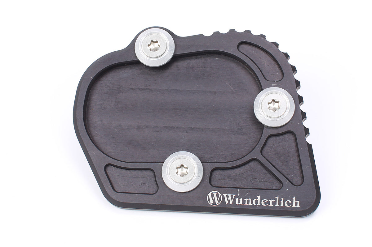 A precisely machined extension plate that can quickly be bolted to the side stand eliminates this risk.