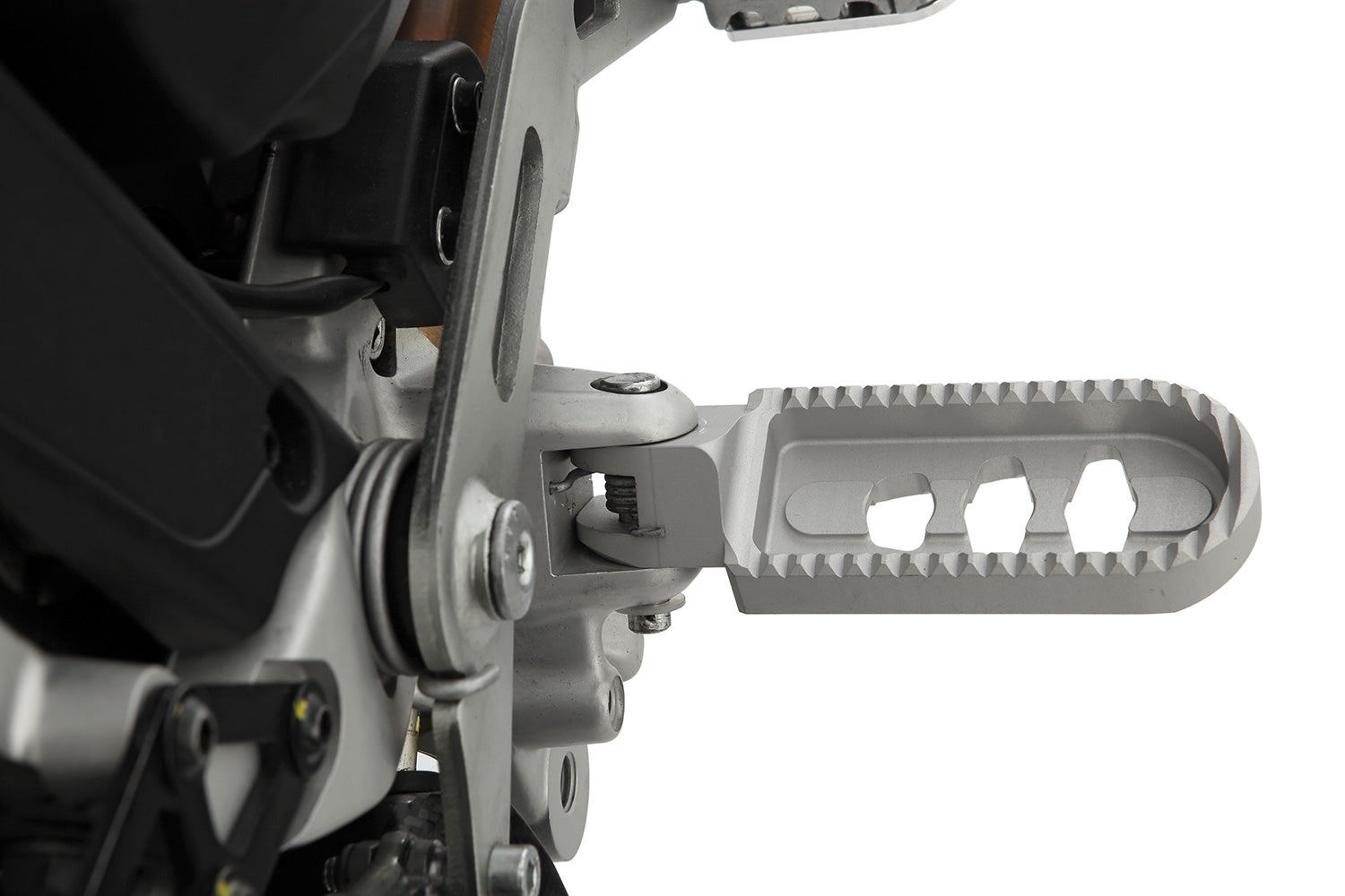 Produced from high-strength aluminium, the footrests are designed to handle even the heaviest loads