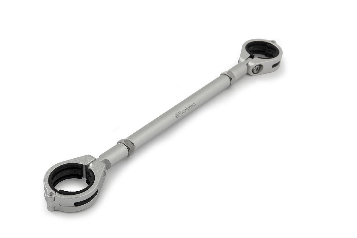 Silver-colored handlebar center strut made of aluminum