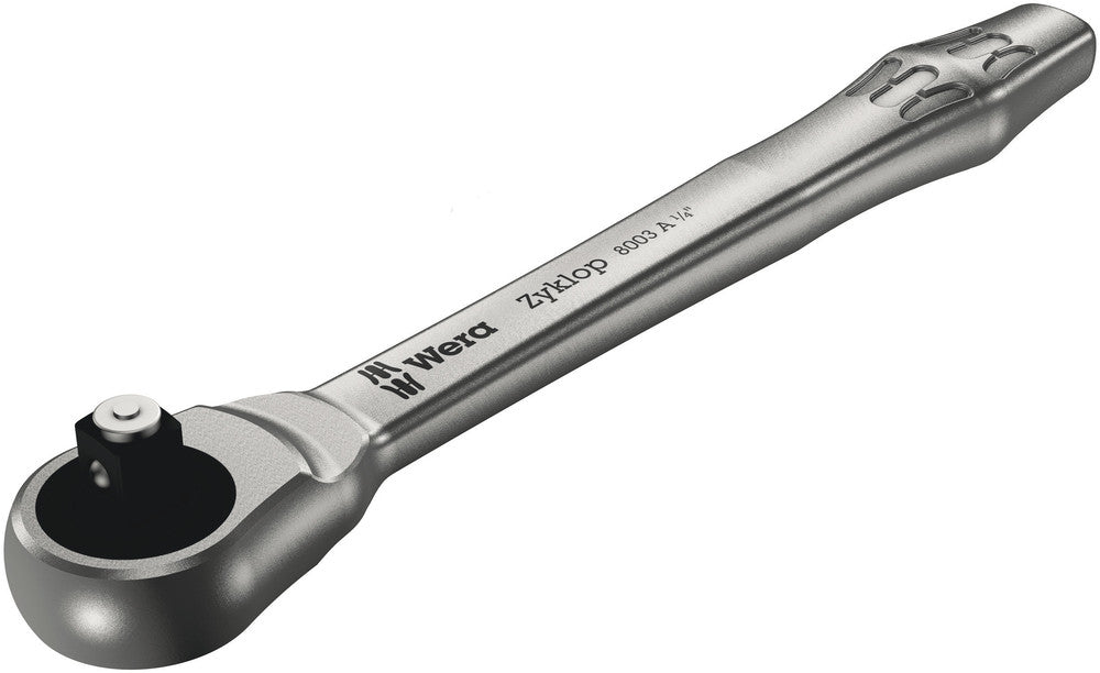 Wera Tools - 8003 A Zyklop Metal Ratchet with Push-Through Square and 1/4" Drive