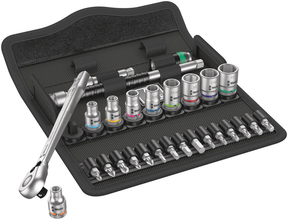 Wera Tools - 8100 SA 11 Zyklop Metal Ratchet Set with switch lever, 1/4" drive, imperial