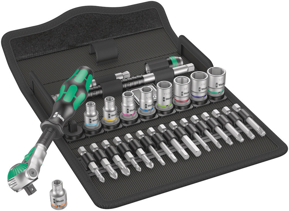 Wera Tools - 8100 SA 9 Zyklop Speed Ratchet Set, 1/4" drive, imperial