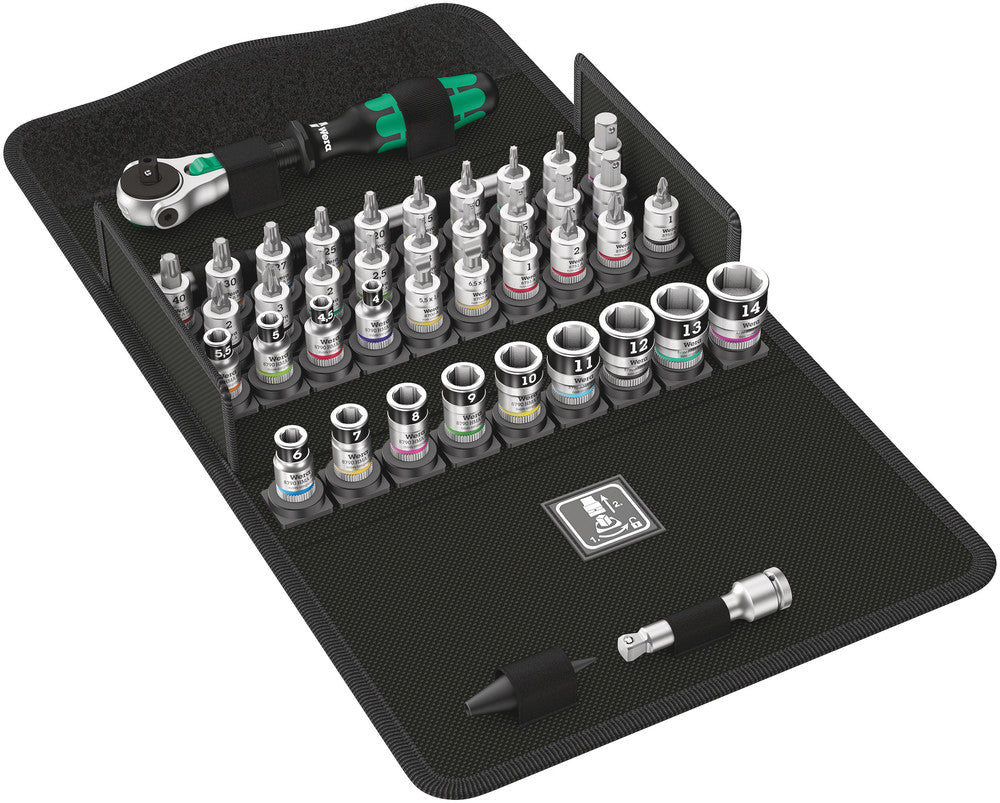 Wera Tools - 8100 SA All-in Zyklop Speed Ratchet Set, 1/4" drive, with holding function, metric