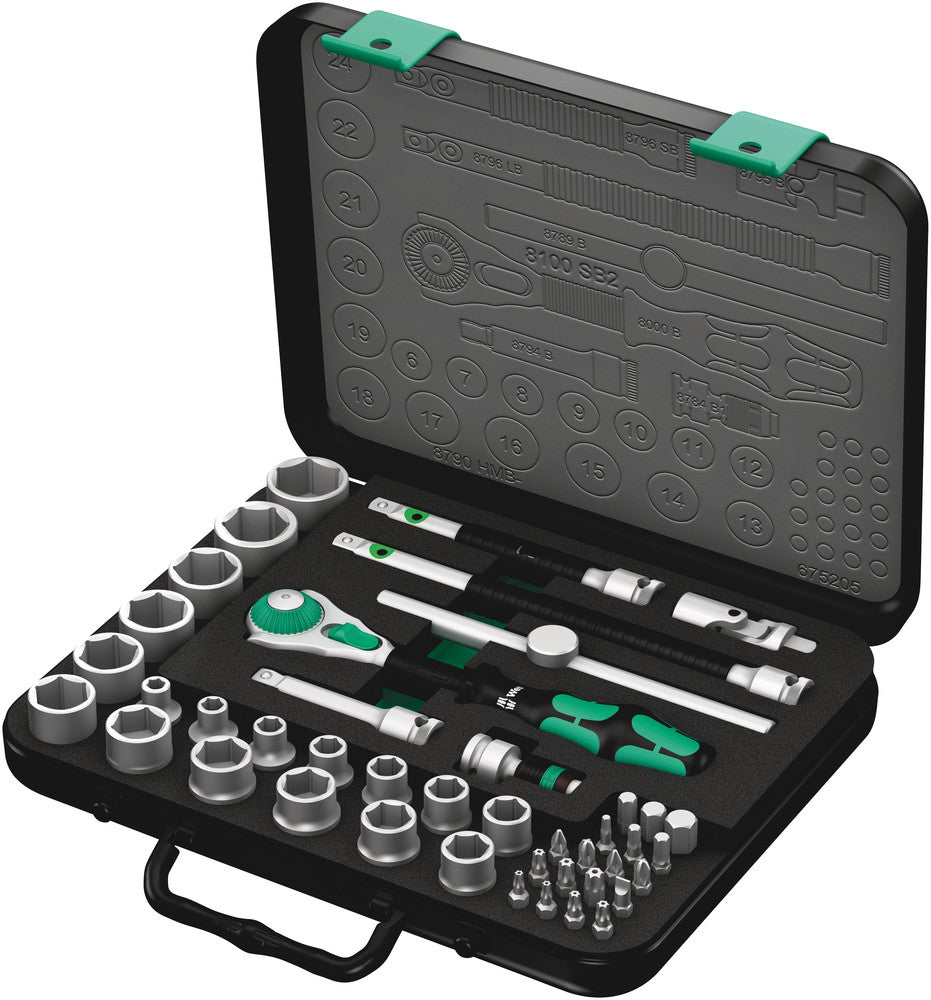 Wera Tools - 8100 SB 2 Zyklop Speed Ratchet Set, 3/8" drive, metric