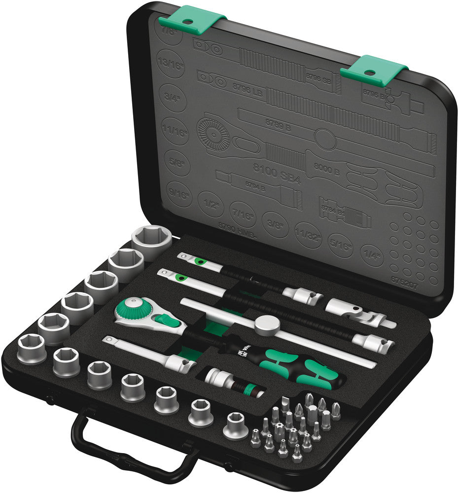 Wera Tools - 8100 SB 4 Zyklop Speed Ratchet Set, 3/8" Drive, Imperial