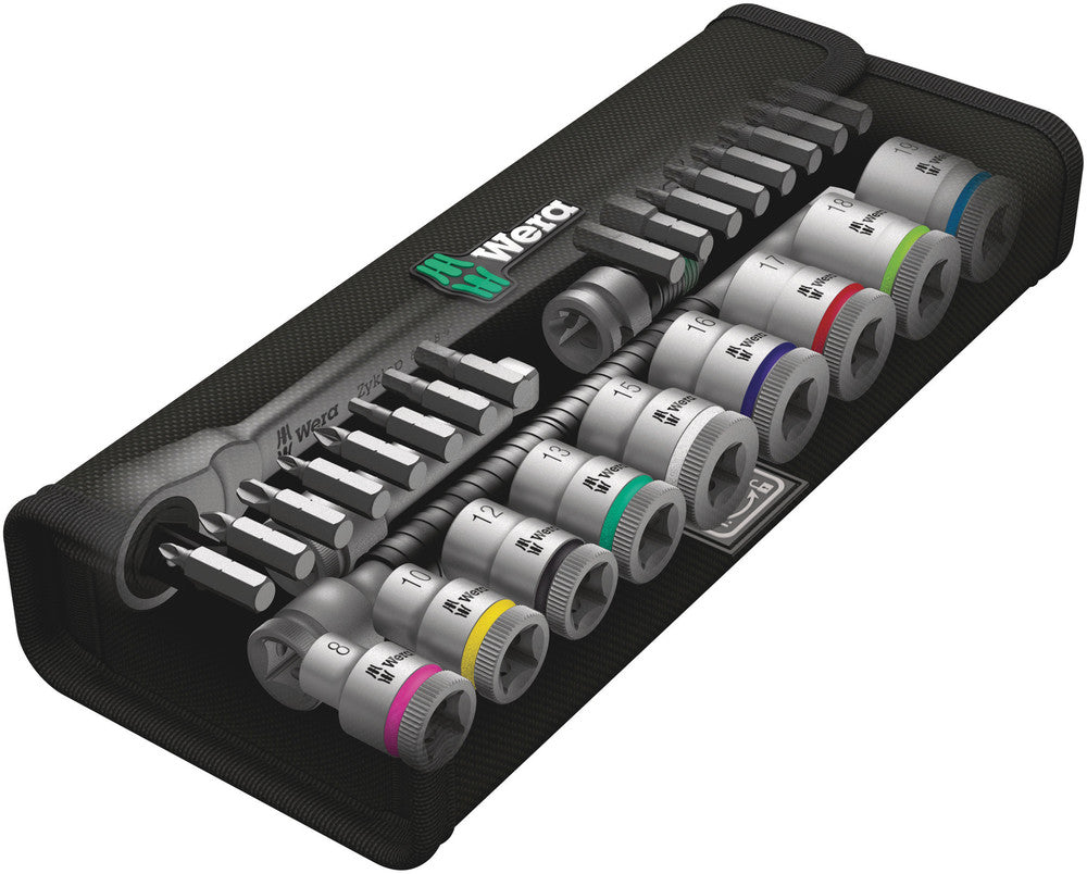 Wera Tools - 8100 SB 8 Zyklop Metal Ratchet Set with switch lever, 3/8" drive, metric