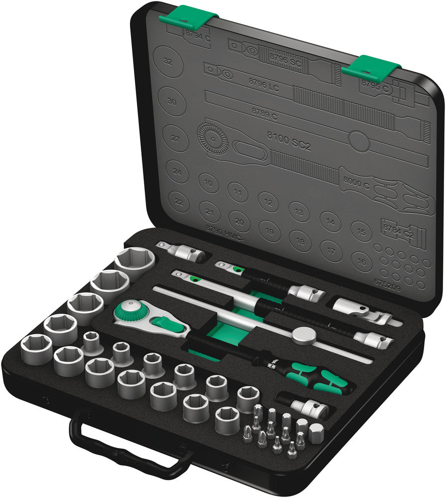 Wera Tools - 8100 SC 2 Zyklop Speed Ratchet Set, 1/2" drive, metric