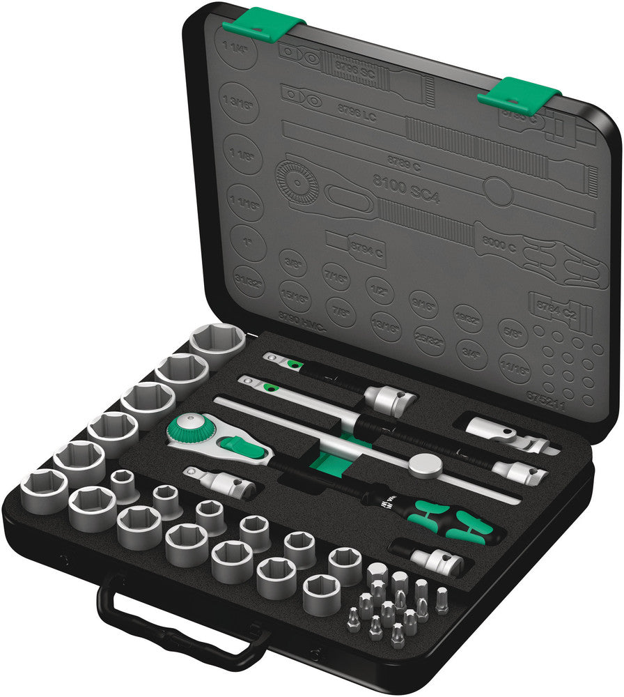 Wera Tools - 8100 SC 4 Zyklop Speed Ratchet Set, 1/2" Drive, Imperial