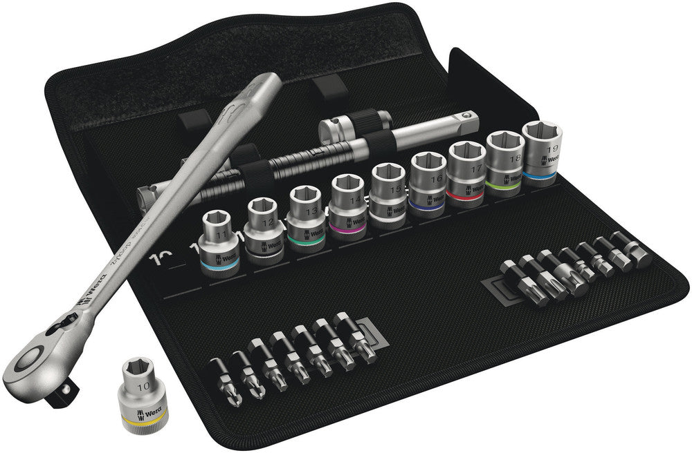 Wera Tools - 8100 SC 8 Zyklop Metal Ratchet Set with Switch Lever, 1/2" Drive, Metric