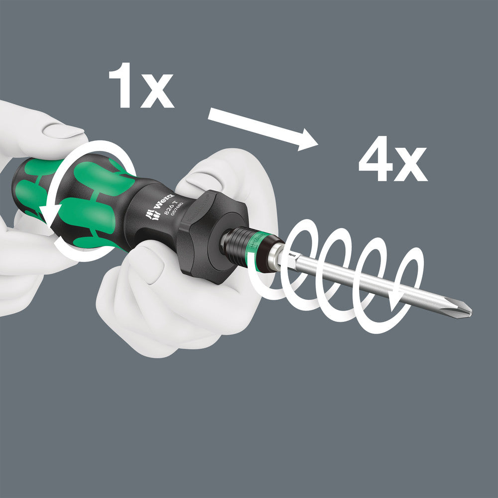 Wera Tools - 826 T Kraftform Turbo bit-holding screwdriver handle with Rapidaptor quick-release chuck