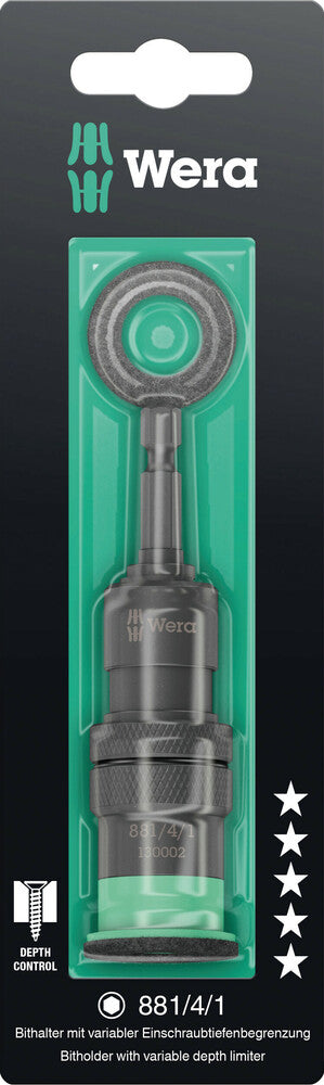 Wera Tools - 881/4/1 SB Bit holder with variable screw depth limitation