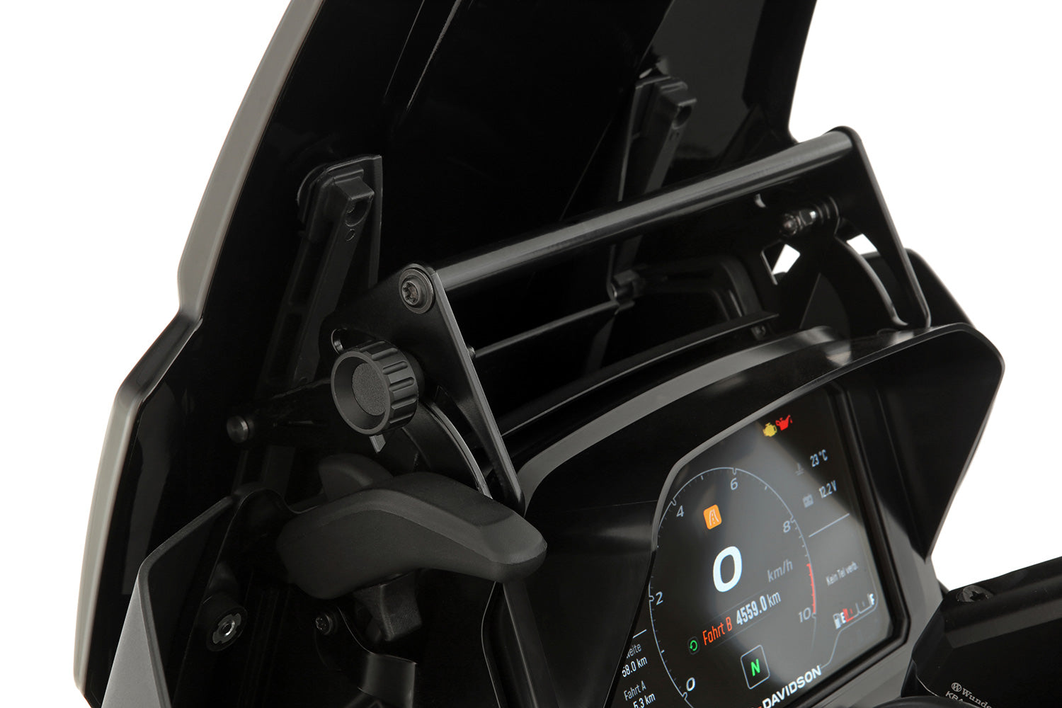 The windshield reinforcement on both sides stabilises the windshield and thus reduces turbulences caused by the airflow at high speeds