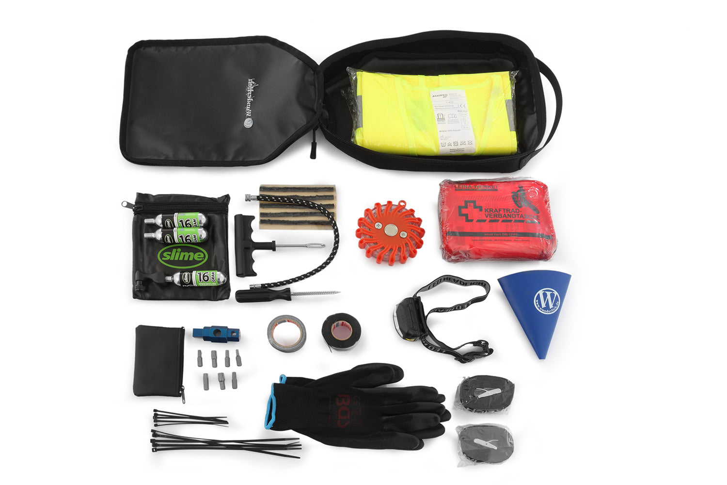 Tailored interior bag, custom-fitted for our Wunderlich tool box.