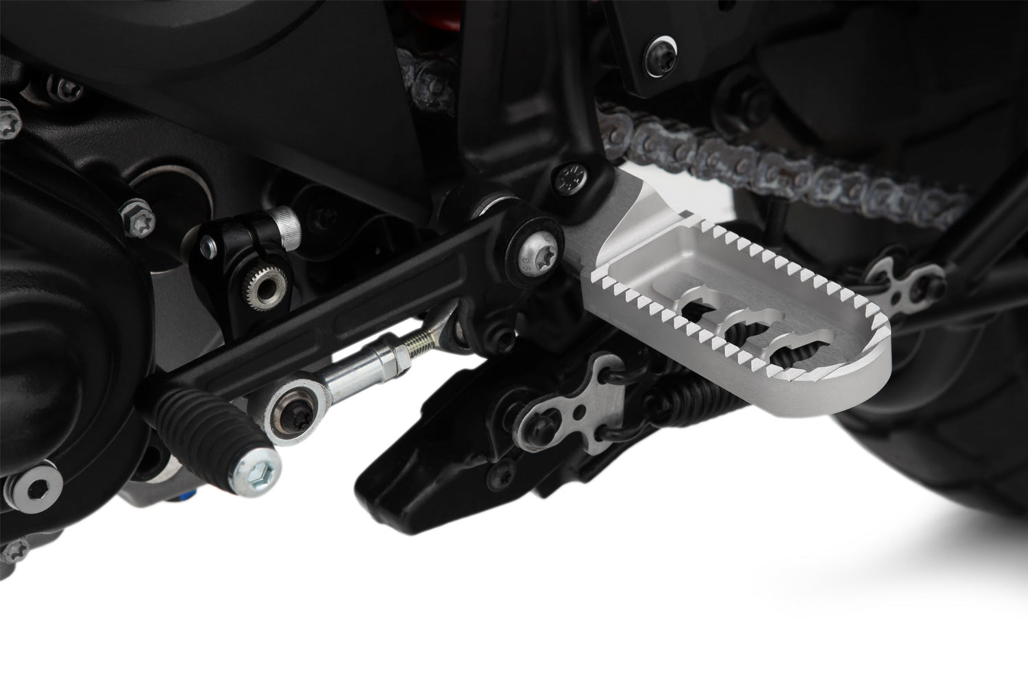 Lowering by 22 mm compared to the position of the original footrests