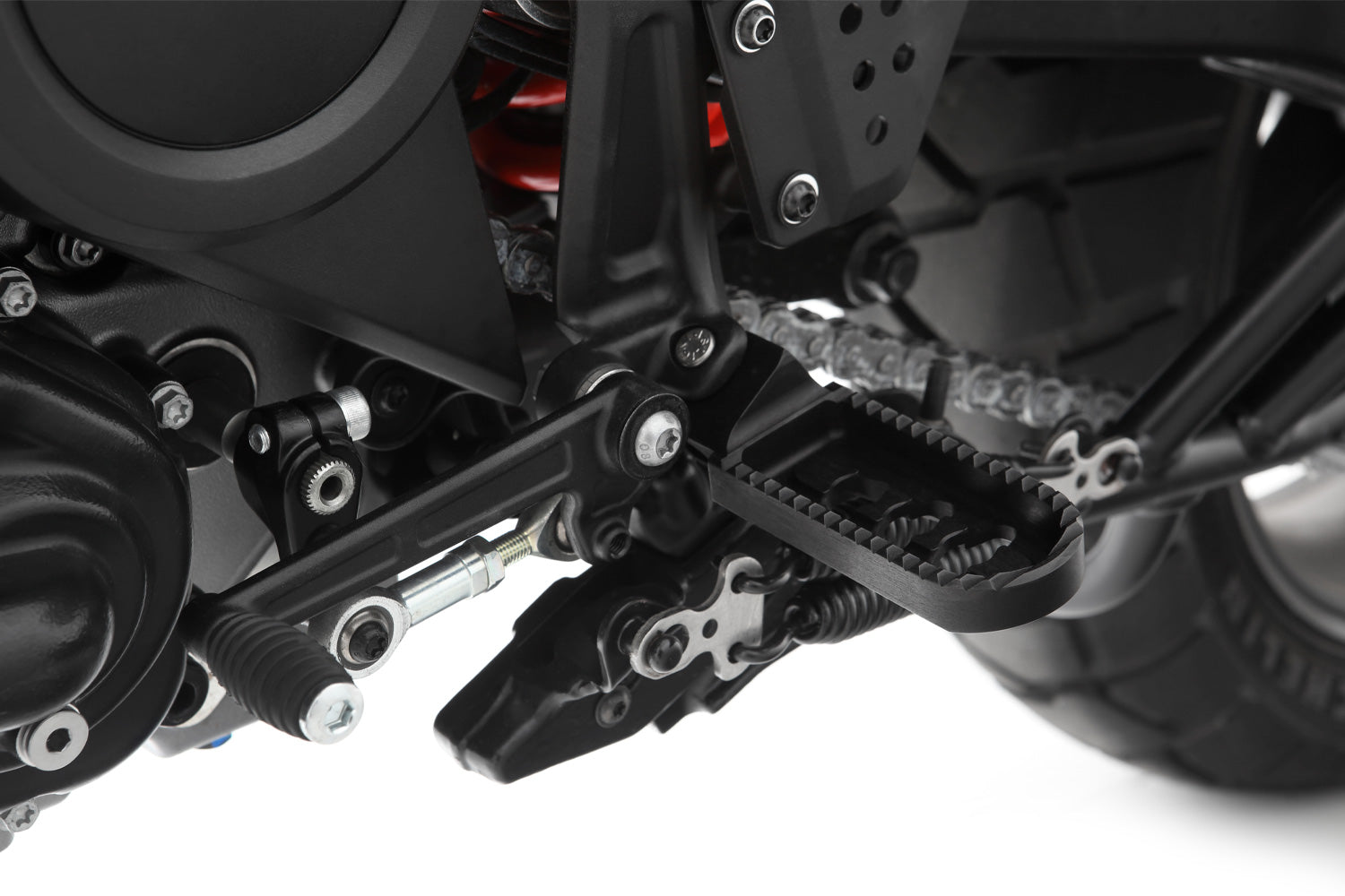 Lowering by 22 mm compared to the position of the original footrests