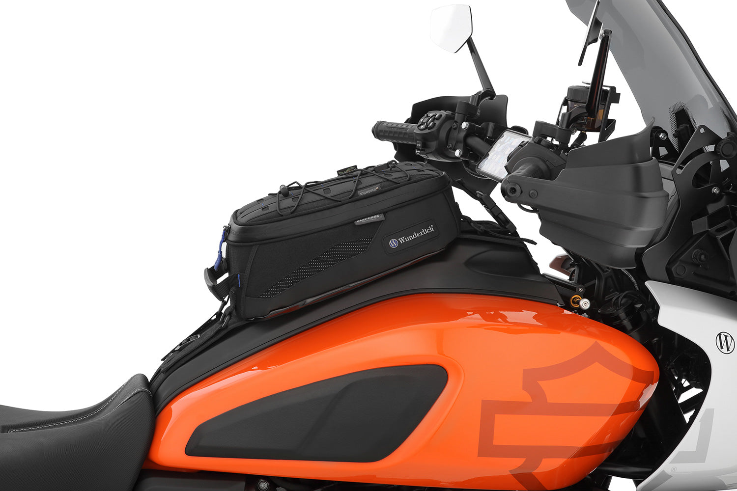 High quality, compact tank bag - New, streamlined, functional design, recognisable by the subtle blue applications