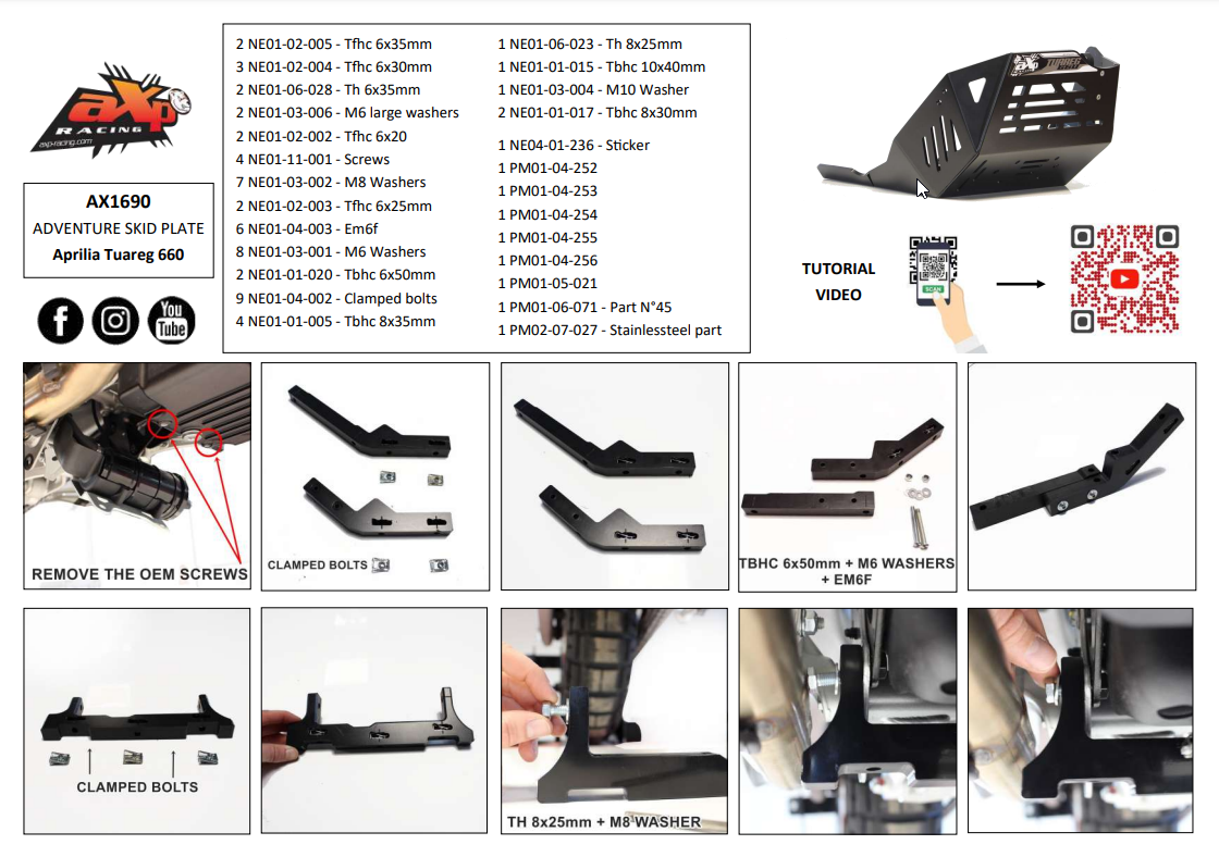 AXP Racing - Skid Plate for Aprilia Tuareg 660 (AX1690)