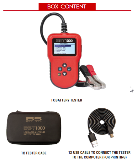 BS Battery - BST1000 - Lead Acid & Lithium Battery Tester