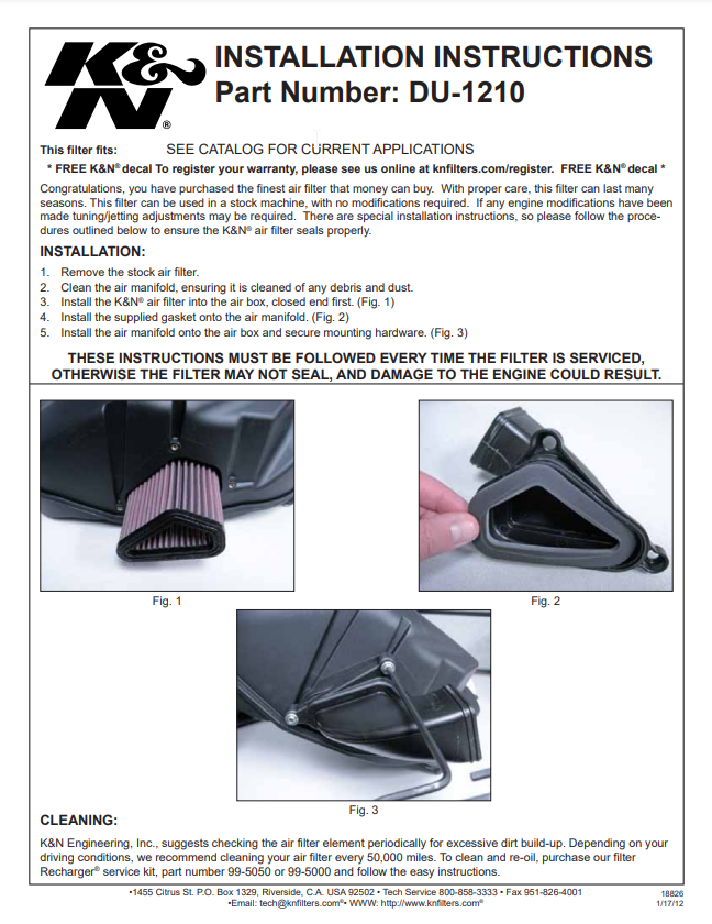 K&N - Air Filter for Multistrada 1200 - 2010-2014