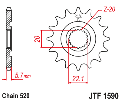 JT Sprockets - Front Counter Shaft Sprocket #JTF1590