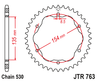 JT Sprockets - JT Steel Rear Sprocket 40T (530) - JTR763.40