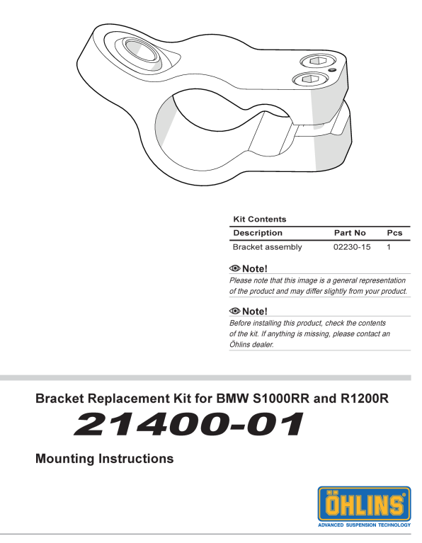 ÖHLINS - Steering Damper Mount Bracket for SD 033/SD 037/SD 038 (21400-01)