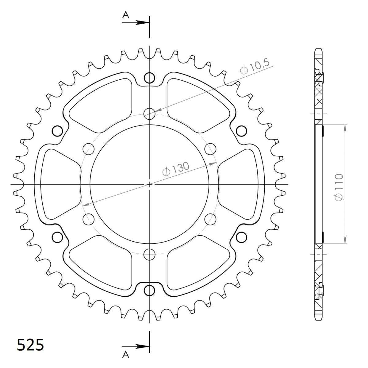 Supersprox - Rear Sprocket - 48T - Black for Yamaha & Suzuki (RST-480-48-BLK)