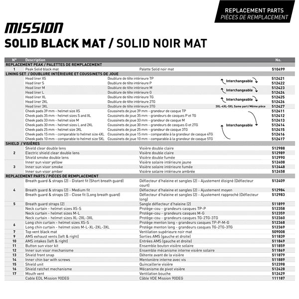 CKX-HELM MISSION EDL SOLID BKMAT 5XL CKX 512389 