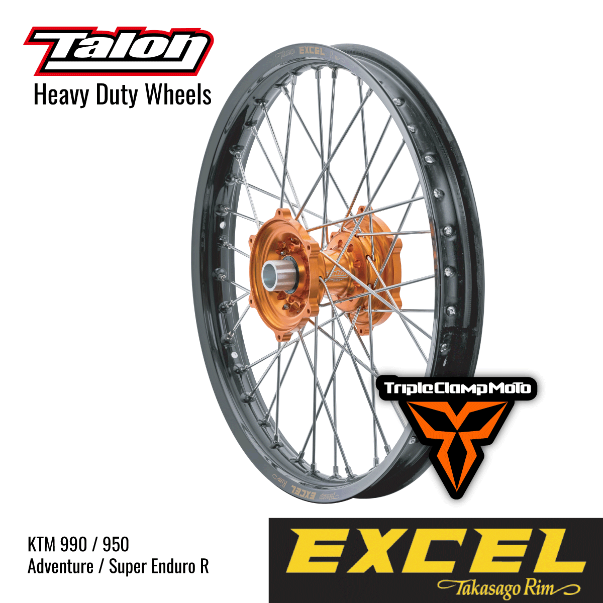 Talon - 21"x 1.85" Front Wheel for KTM 990 950 Adventure and Super Enduro R - EXCEL Takasago