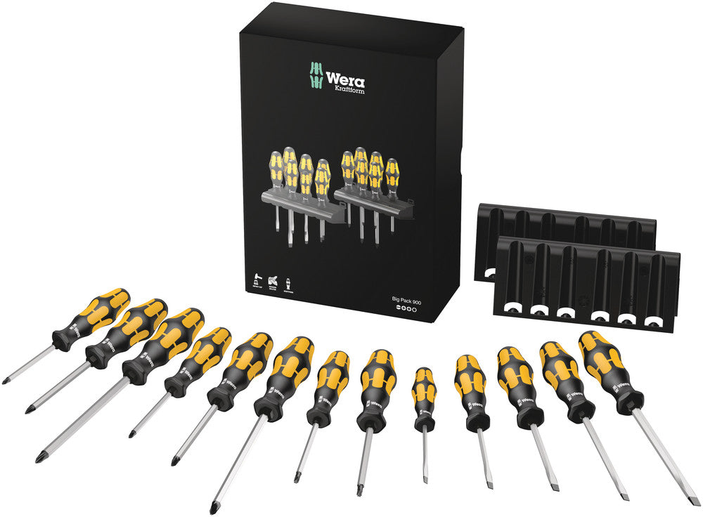 Wera Tools - Big Pack 900 Screwdriver set Kraftform Wera: Chiseldriver and rack