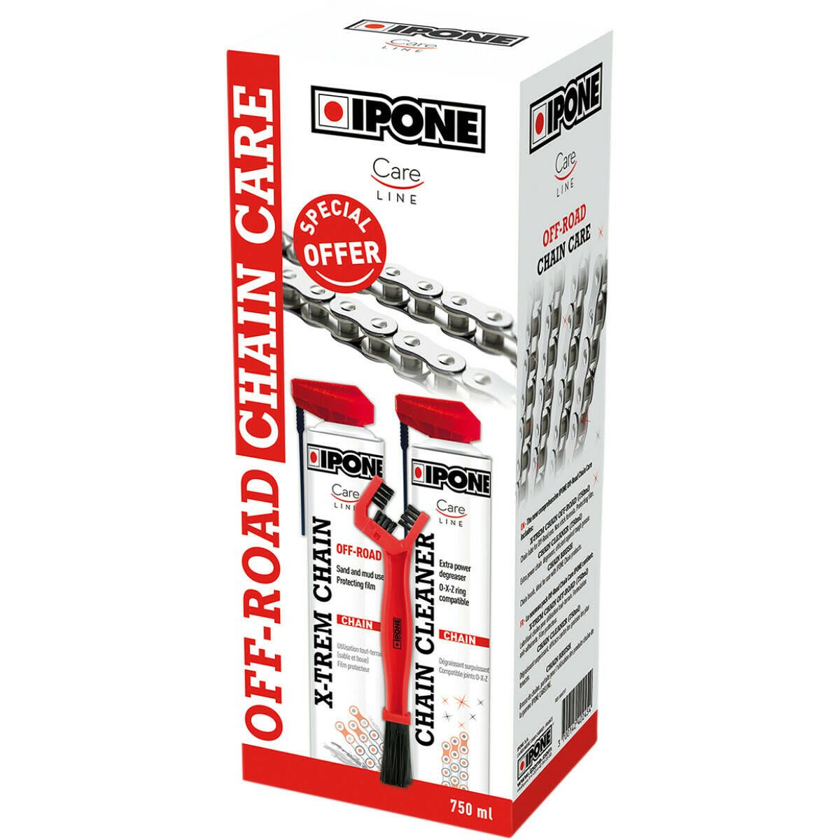 Ipone - Chain Cleaner + Off-Road X-Trem Lubricant + Brush - 800737