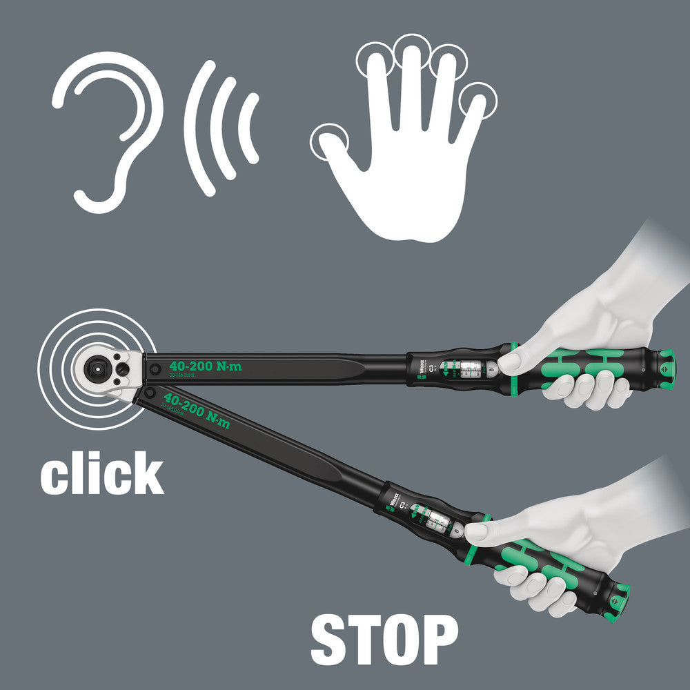 Wera Tools - Click-Torque C 3 Push R/L adjustable torque wrench for clockwise and anti-clockwise torque-control, 40-200 Nm