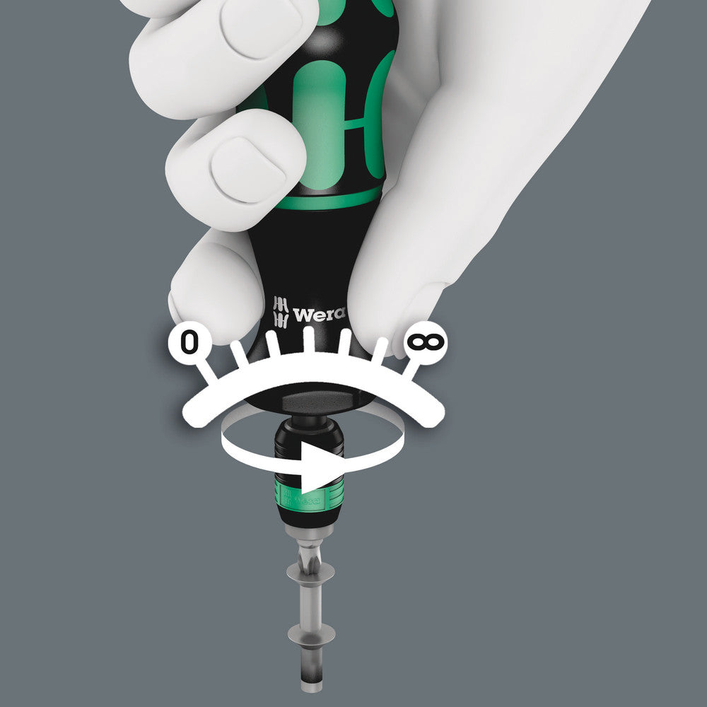 Wera Tools - 7400 Imperial series Kraftform Torque screwdrivers, with factory pre-set value (2.5-29.0 in. lbs.) and Rapidaptor quick-release chuck, handle size 105 mm