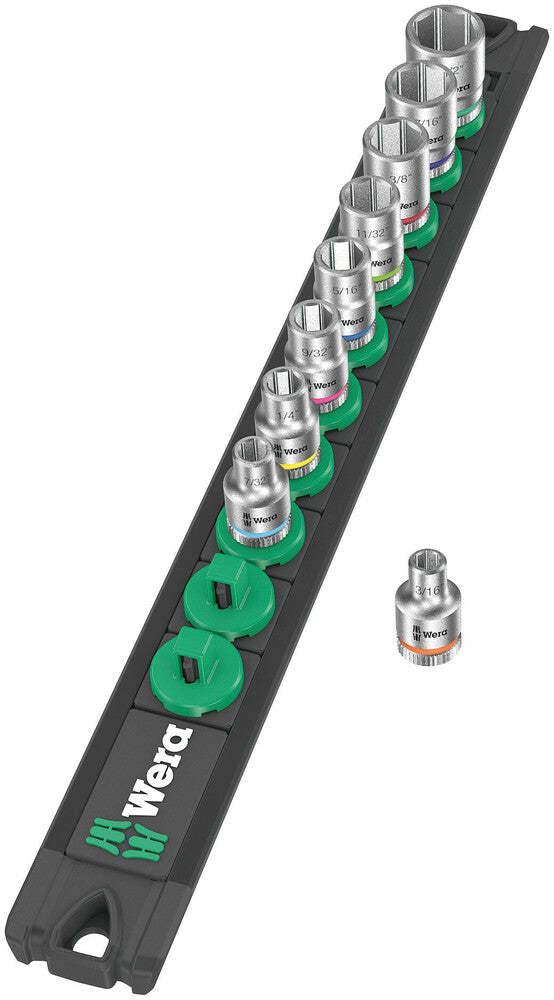 Wera Tools - Magnetic socket rail A Imperial 1 Zyklop socket set, 1/4" drive, imperial