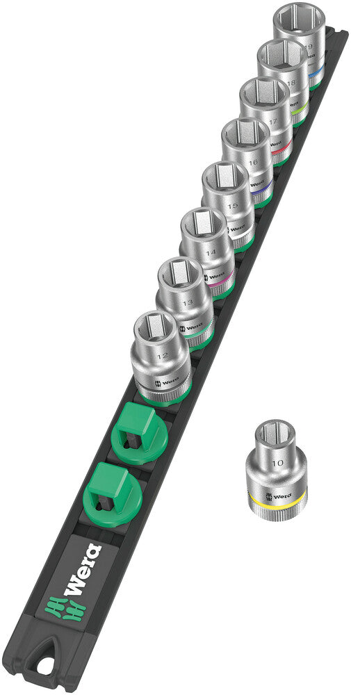 Wera Tools - Magnetic socket rail C 4 Zyklop socket set, 1/2" drive