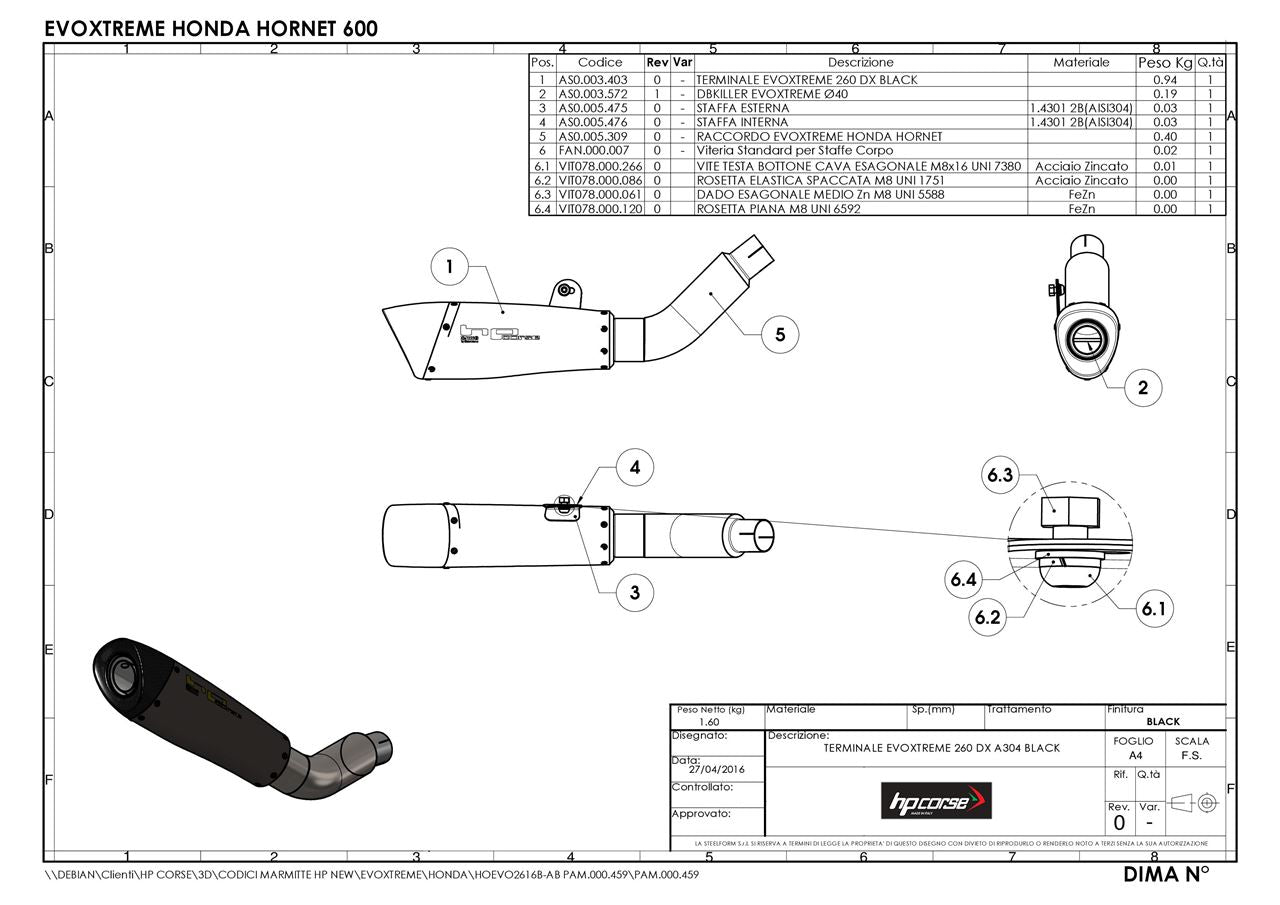 HPCorse - EvoXtreme 260mm Exhaust for Honda Hornet 600 '07-'13