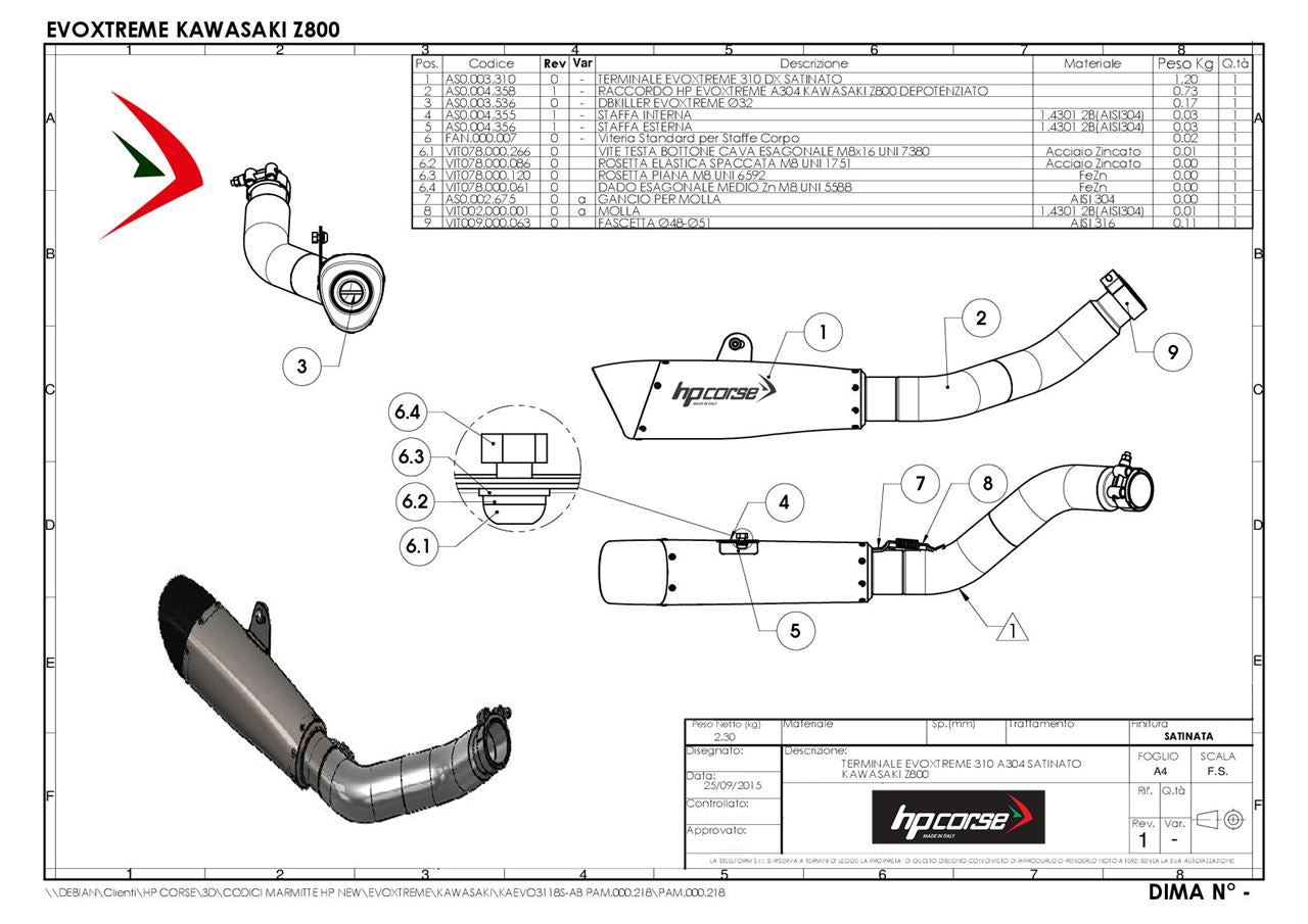 HPCorse - EvoXtreme 310mm Exhaust For Kawasaki Z 800  '13-'16
