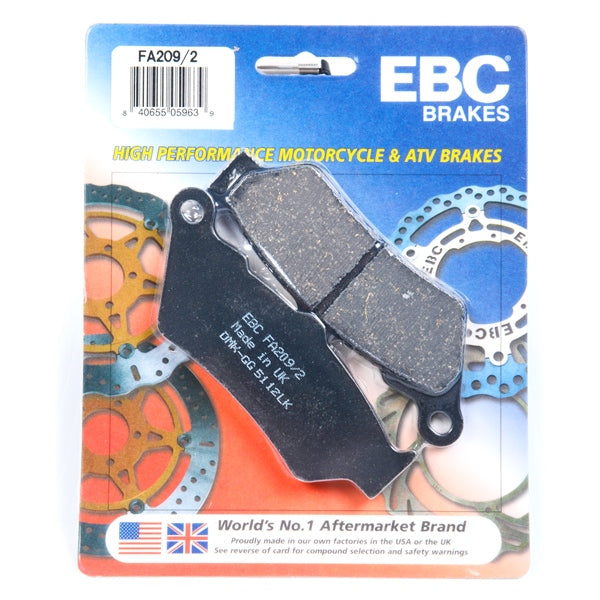 EBC - Front/Rear Brake Pads for Aprilia, BMW, Ducati, KTM, Husqvarna, Moto Guzzi, Triumph (FA209/2)