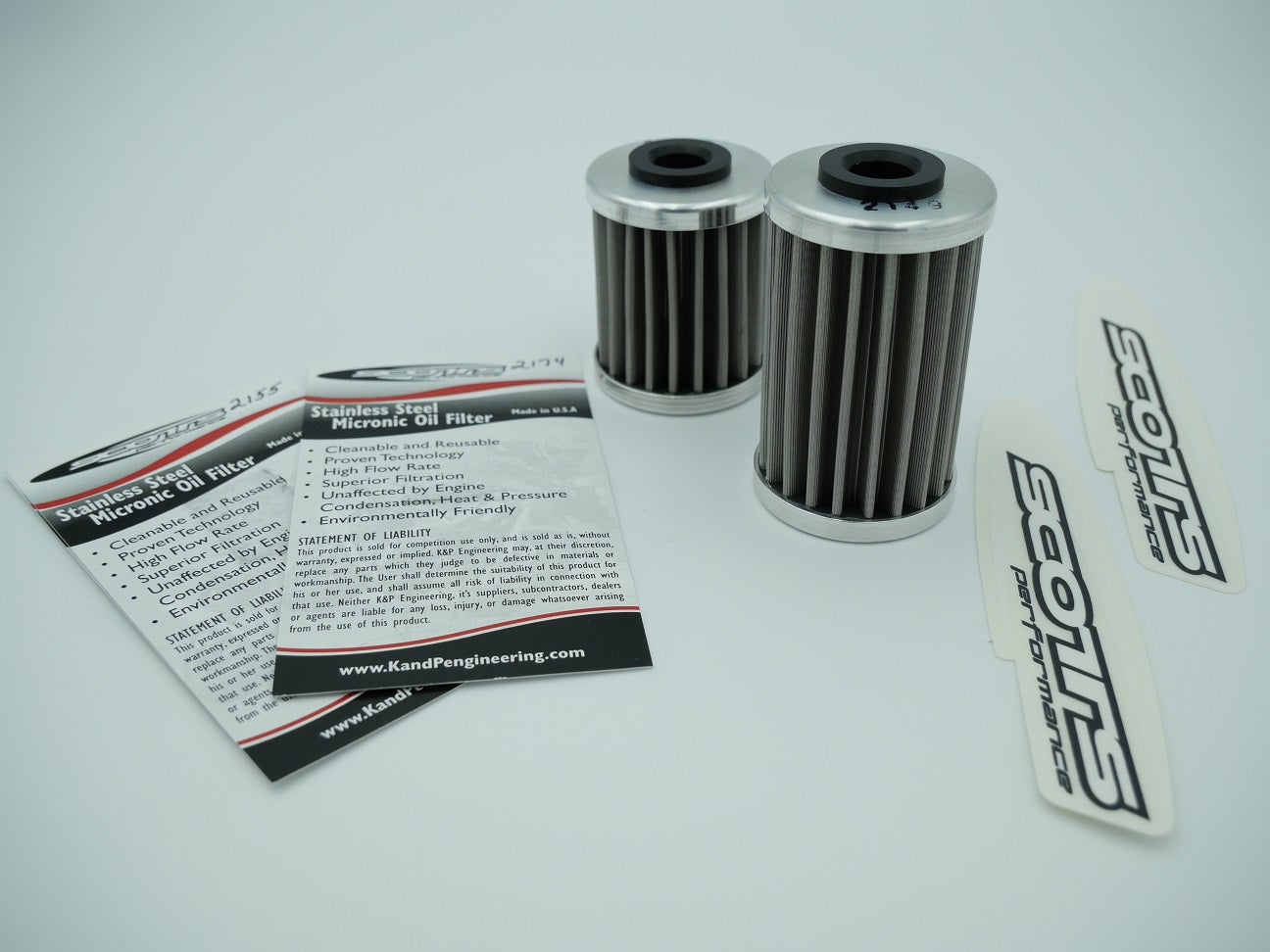 Scotts - Stainless Steel Micronic Reusable Oil Filters for KTM 250/400/520/525/690 and Husqvarna 701 AND Beta 400-525 (Combo pack)