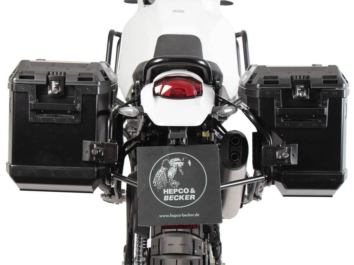 Hepco & Becker - Side Carrier Cutout Black, Includes Black Sideboxes for Ducati Desert X (2022-)